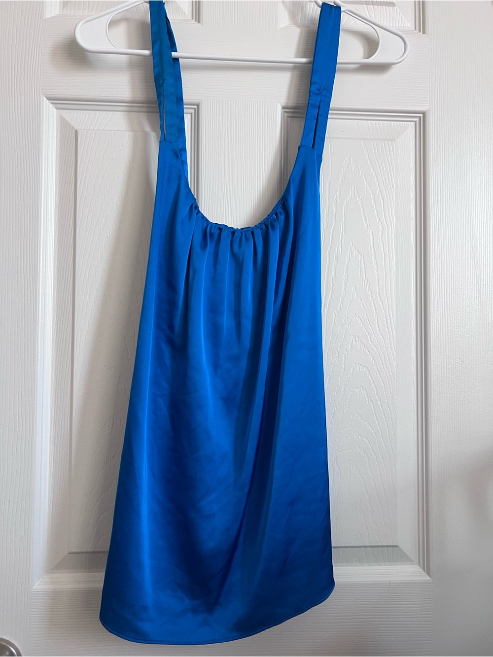 New York & Company Bright Blue Satin Slip Tank